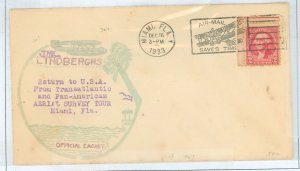 US 707 1933 Lindbergh Flight cover with CDS and Biplane CCLS