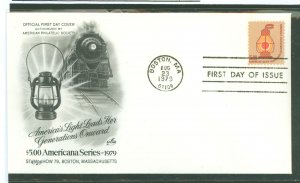 US 1612 1979 $5 railroad lantern (high value of the Americana series) single on an unaddressed first day cover with an artcraft