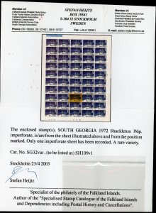 South Georgia 1972 Shackleton RARE IMPERFORATE ONLY 50 EXIST Mint OG NH w/ Cert⚡