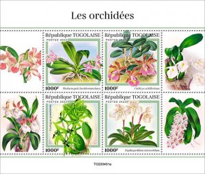 TOGO - 2022 - Orchids  - Perf 4v Sheet - Mint Never Hinged