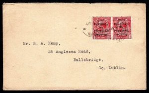 1922 (Aug) 1d with inv. ovpt., horiz. pair paying the correct rate