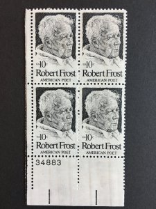Scott # 1526 Robert Frost, MNH Plate Block of 4