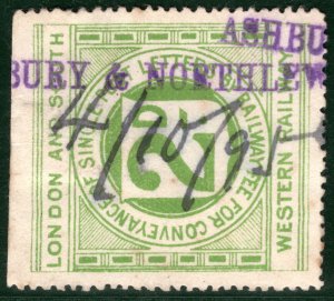 GB Devon L&SWR RAILWAY Letter Stamp *ASHBURY & NORTHLEW* STATION Used 1895 BRW67