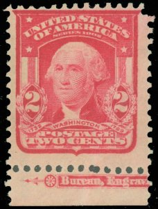 US Scott #319 w Pre-Perf Paper Fold Freak, Part Imprint, Mint-Hinged (SK)