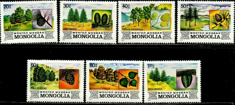 MONGOLIA Sc#1264-1270 1982 Forest Trees Complete Set OG Mint NH