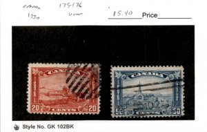 Canada, Postage Stamp, #175-176 Used, 1930 Harvest Wheat, Evangeline (AG)
