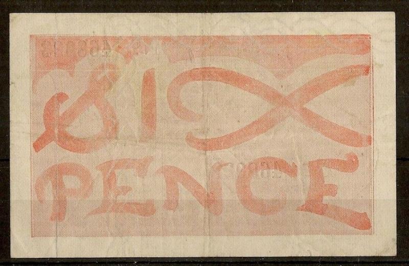 Jersey 6d WW2 Occupation Banknote - No. 468923