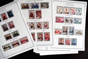 COLOR PRINTED CZECHOSLOVAKIA 1945-1955 STAMP ALBUM PAGES (52 illustrated pages)