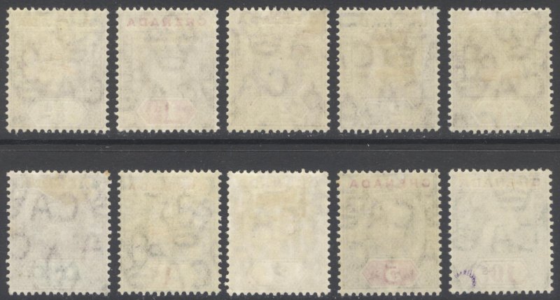 Grenada 1904 1/2d-10s EVII Wmk Multi CA SG 67-76 Scott 58-67 MLH Cat £450($590)