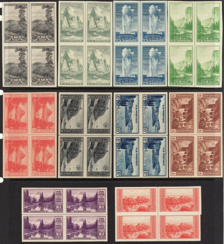 1935 U.S James Farley imperf parks vertical line blks MNGAI Sc# 756 / 765 $142 