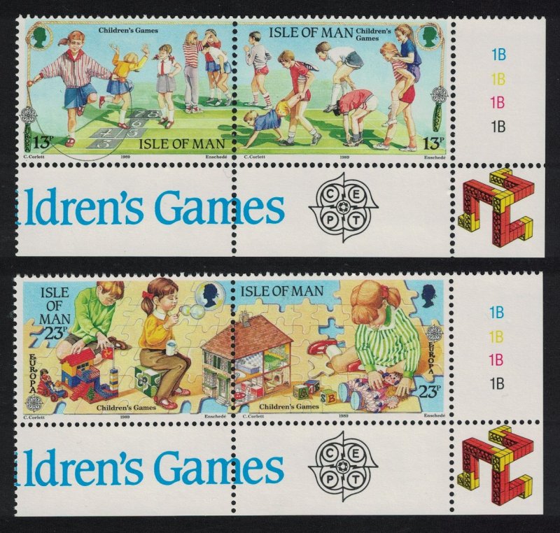 Isle of Man Children's games Europa CEPT 2 Corner pairs SG#416-419