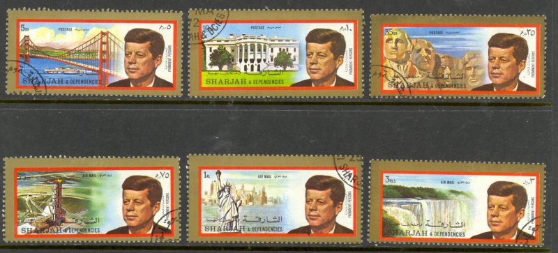 SHARJAH 1972 John F Kennedy Perf. Set Mi. 896A-901A CTO Used