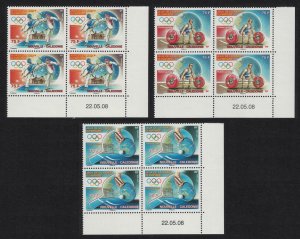 New Caledonia Table Tennis Olympic Games 3v Blocks of 4 Date 2008 MNH