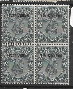 INDIA  NABHA  (PP1305B) KGV 3P  SG 60W BL OF 4   MNH 