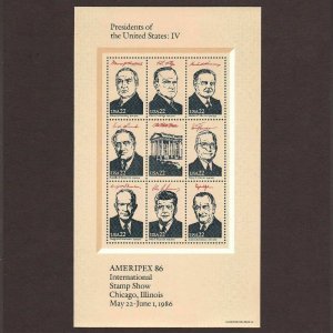 Ameripex '86 President Souvenir Sheets Sc# 2216-2219  ⭐⭐⭐⭐⭐⭐