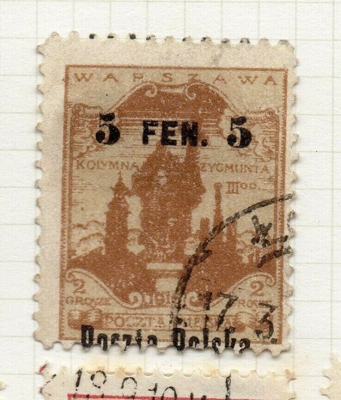 Poland Warsaw 1000 Early Issue Fine Used 5f. Optd Surcharged NW-14457