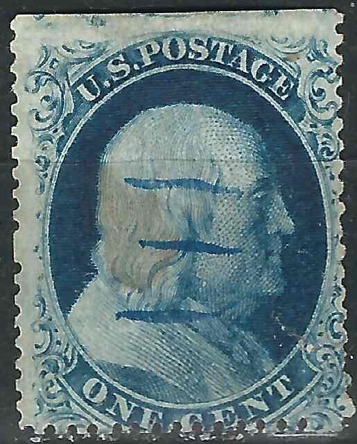 US 19 Used Pen Cancel, SE Fine 1857  SCV $9000 (Or)