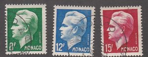 Monaco # 255-257, Prince Rainier III, Used, 1/3 Cat.