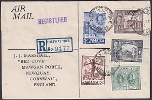 JAMAICA 1945 Registered cover ex Half Way Tree with GVI values to 2/-......a3760