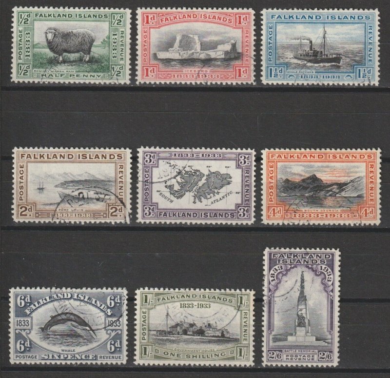 FALKLAND ISLANDS 1933 SG 127/35 USED Cat £740