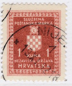 1942 Croatia Official 1k Used Stamp A19P10F594-