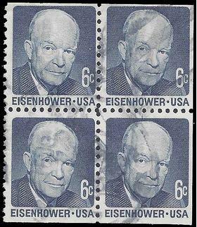 #1393 6c Eisenhower Booklet Block of 4 1970 used
