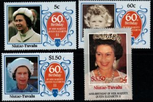 TUVALU-NIUTAO Sc44/7 1986 QEII 60th BIRTHDAY MNH