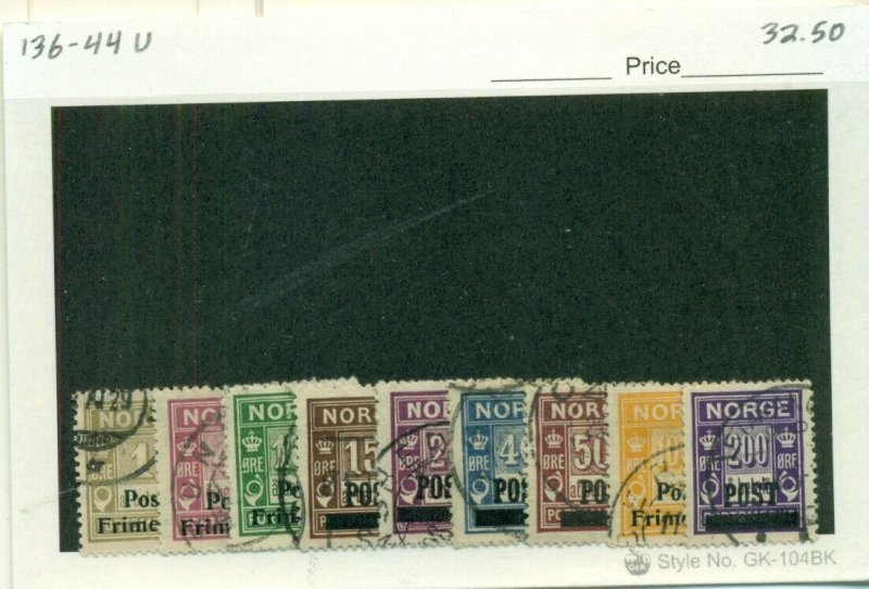 NORWAY #136-44, Used, Scott $32.50