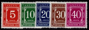 TANZANIA QEII SG D7-D11, 1969 postage due set, NH MINT.