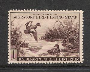 U.S. Stamps: RW9 Duck Stamp Unused VF (cv$60.00)