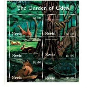 Nevis 2000 - Garden of Eden - Animals - Sheet of 6 Stamps - Scott #1258 - MNH