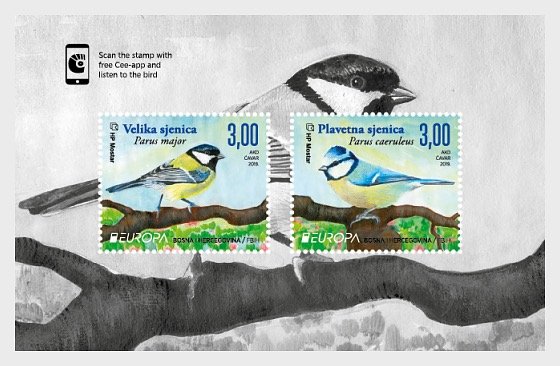 Stamps Bosnia and Herzegovina Mostar 2019 - Europa 2019 - National Birds - Minia