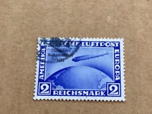 Germany Scott #C44 used single zeppelin stamp VF Catalog Value $190.00