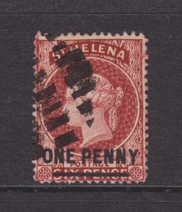 St. Helena Sc 35 used 1887 1p on 6p red Queen Victoria, Split Crown & CA wmk