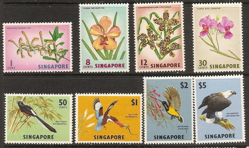Singapore   62-69 Mint OG 1963 Flowers & Birds CV $74.80