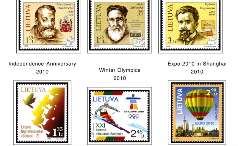 COLOR PRINTED LITHUANIA 1990-2019 STAMP ALBUM PAGES (103 illustrated pages)