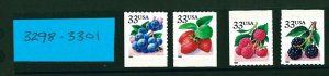 US Scott # 3298 - 3301 - Fruits and Berries, SA From BK 276A Set of Singles