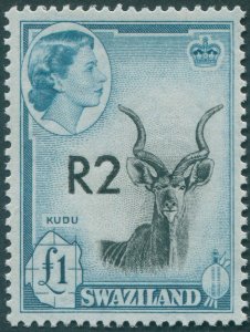 Swaziland 1961 2r on £1 black & turquoise-blue Type II SG77a MNH