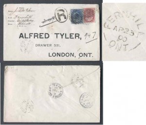 Canada-covers #9903 - 2c + 5c Numeral registered - Middlesex County - Fernhill ,