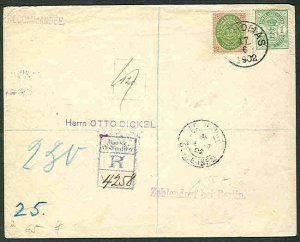 DWI 1902, 12¢ bicolor + 1¢ Coat of Arms on reg cover