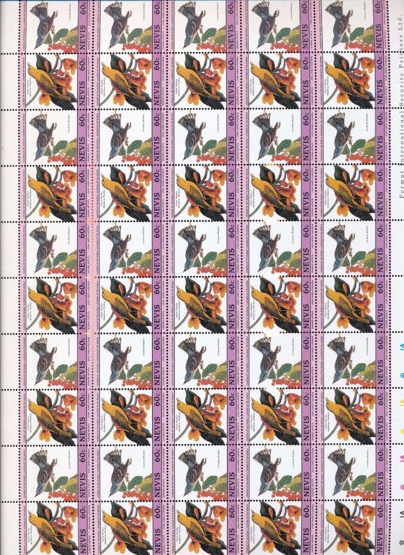 NEVIS Birds Wildlife Perf Sheets MNH x 8 (400 Stamps) You 981