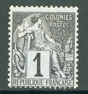France Colonies 1881 Peace & Commerce 1¢ Black  Sc# 46 Mint D666