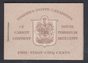 Canada Uni BK29cF, 1937 KGVI intact Booklet w/ French Cover