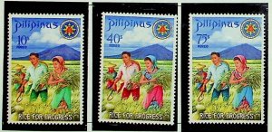 PHILIPPINES Sc 1023-5 NH ISSUE OF 1969 - RICE PRODUCTION