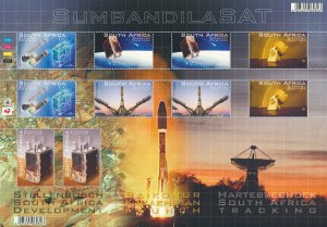 South Africa Stamps 2011 MNH Sumbadilasat Satellites Space 10v M/S