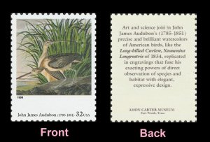 US 3236e American Art Long-billed Curlew John James Audubon 32c single MNH 1998