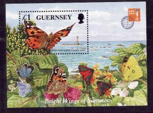 Guernsey-Sc#590-unused NH sheet-Insects-Butterflies-1997-