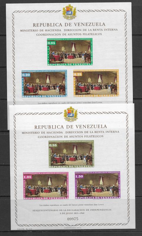 Venezuela 814a,C806a S/S MNH x 5 vf, see desc. 2019 CV $41.25+