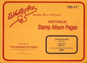 WHITE ACE 2023 United Nations Singles Stamp Album Supplement UN-71  NEW!