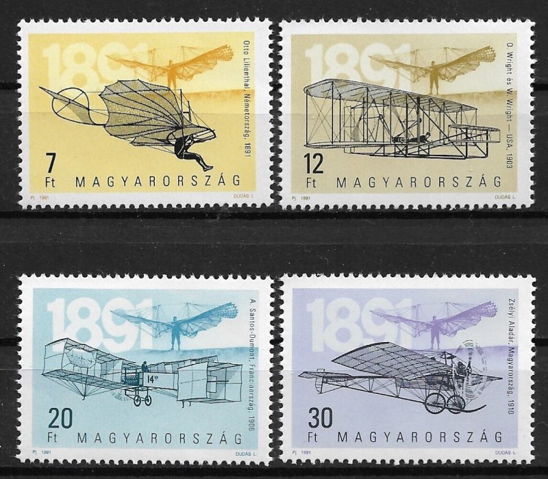 1991 Hungary 3303-6 Aircraft of Aviation Pioneers MNH C/S of 4